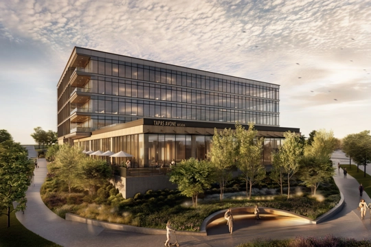 rendering of exterior of office building